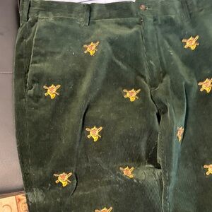 Polo Ralph Lauren Forest Green Corduroy Pants with Embroidery